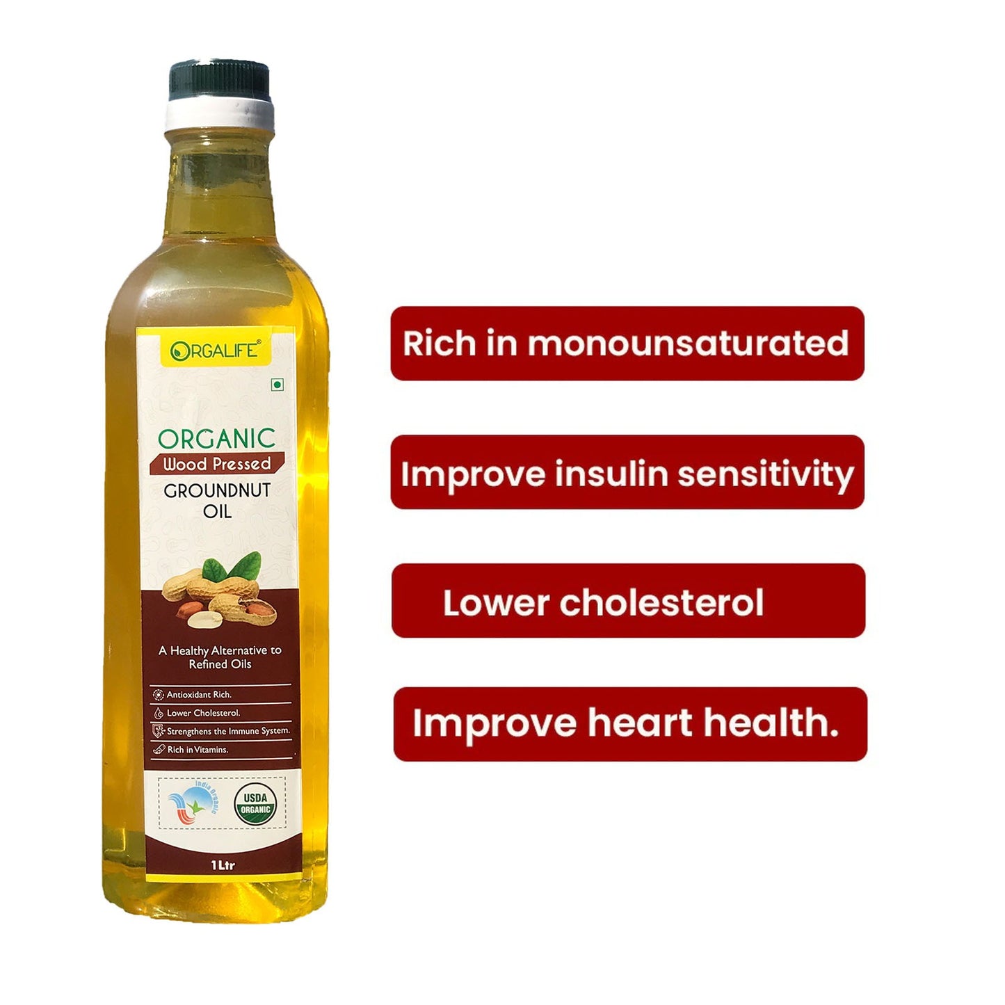 Organic Wood-Pressed Groundnut Oil 1ltr