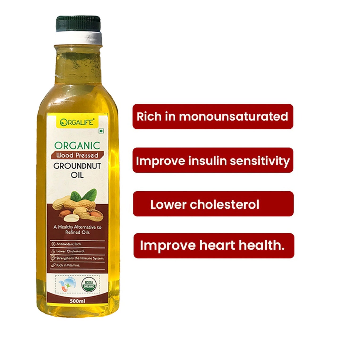 Organic Wood-Pressed Groundnut Oil 500ml