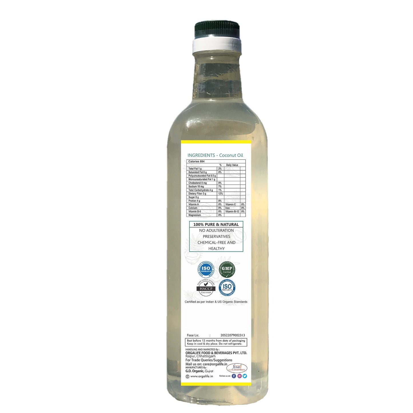 Organic Coconut Oil 1ltr
