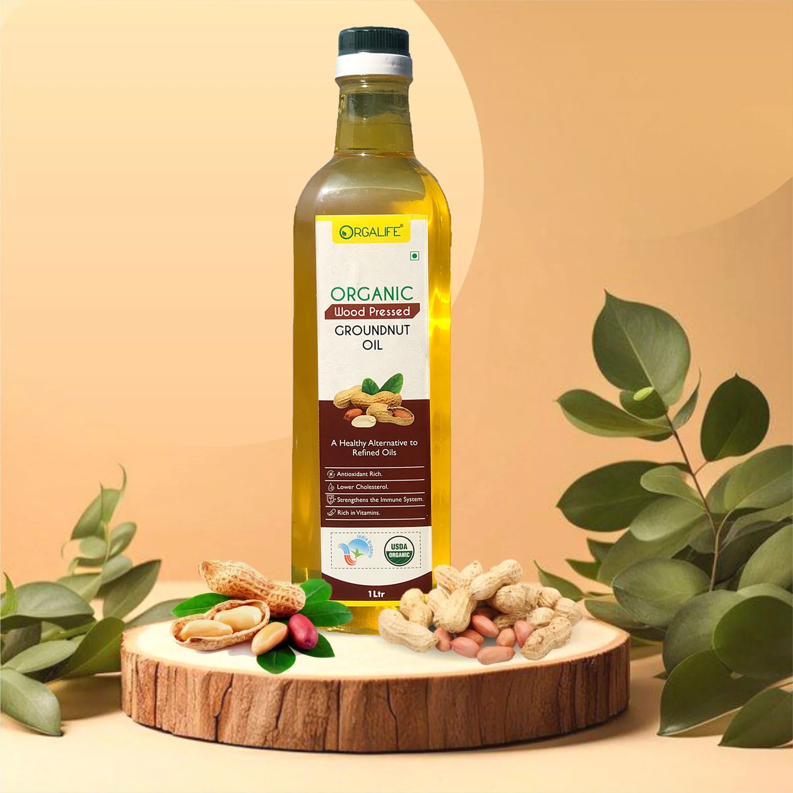 Organic Wood-Pressed Groundnut Oil 1ltr